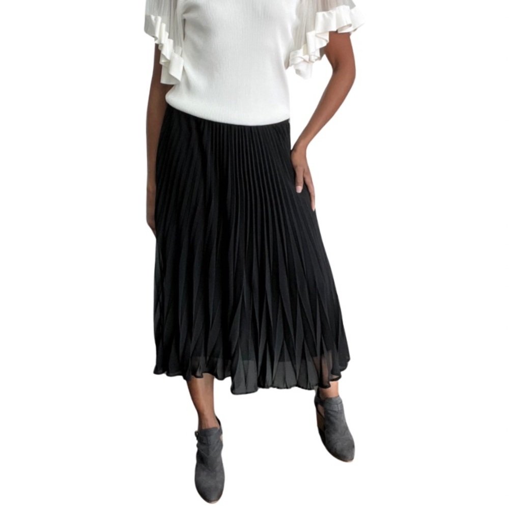 NWT A NEW DAY BLACK PLEATED MIDI SKIRT